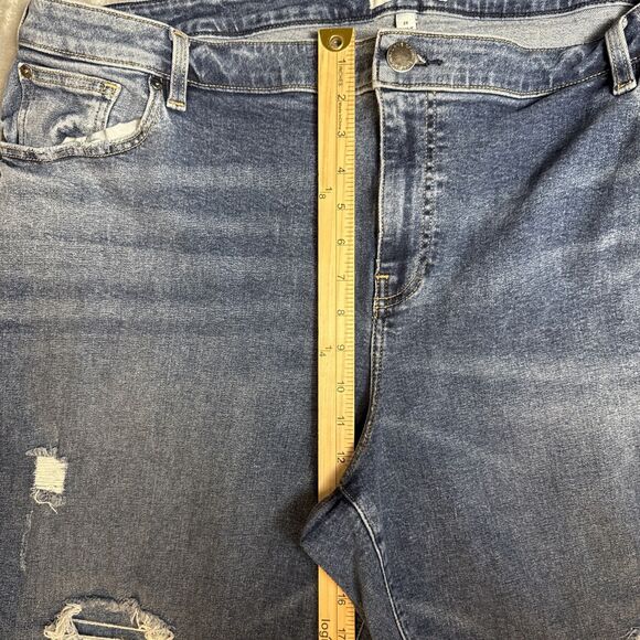 Lane Bryant Women’s Mid-Rise Boyfriend Jeans 24 Blue Distressed Flex Magic Waist - Picture 3 of 6